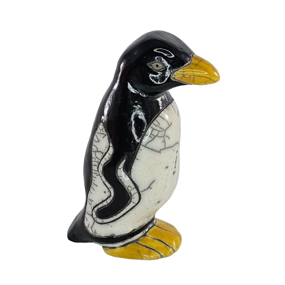 Vintage Raku Pottery Penguin Figurine South Africa Signed